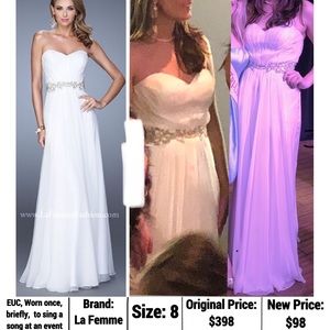 White Strapless Grecian Gown Pageant Prom Wedding